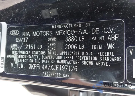 2018 Kia Forte Lx из США, поврежденный, VIN 3KPFL4A7XJE197126